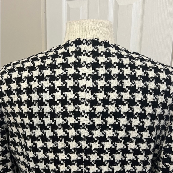 Talbots Black and White Houndstooth Colorblock Women's Collarless Jacket Size 10 - Picture 7 of 15